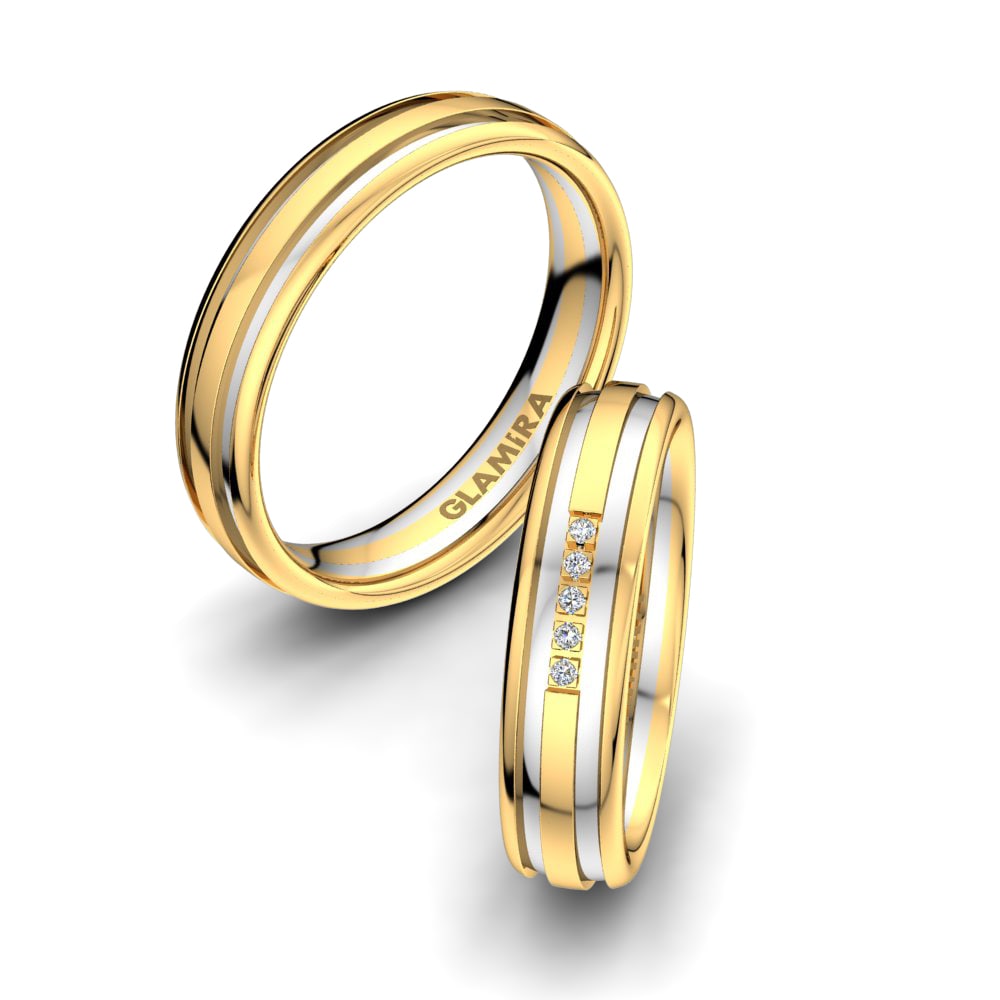 18k Yellow & White Gold Wedding Ring Pure Beauty 5 mm