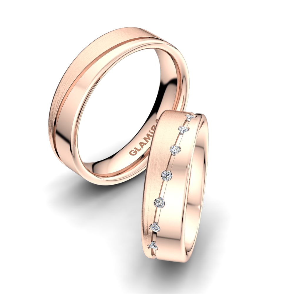 Or rose 14k Diamant Bague de Mariage Tempting Fantasy 6 mm