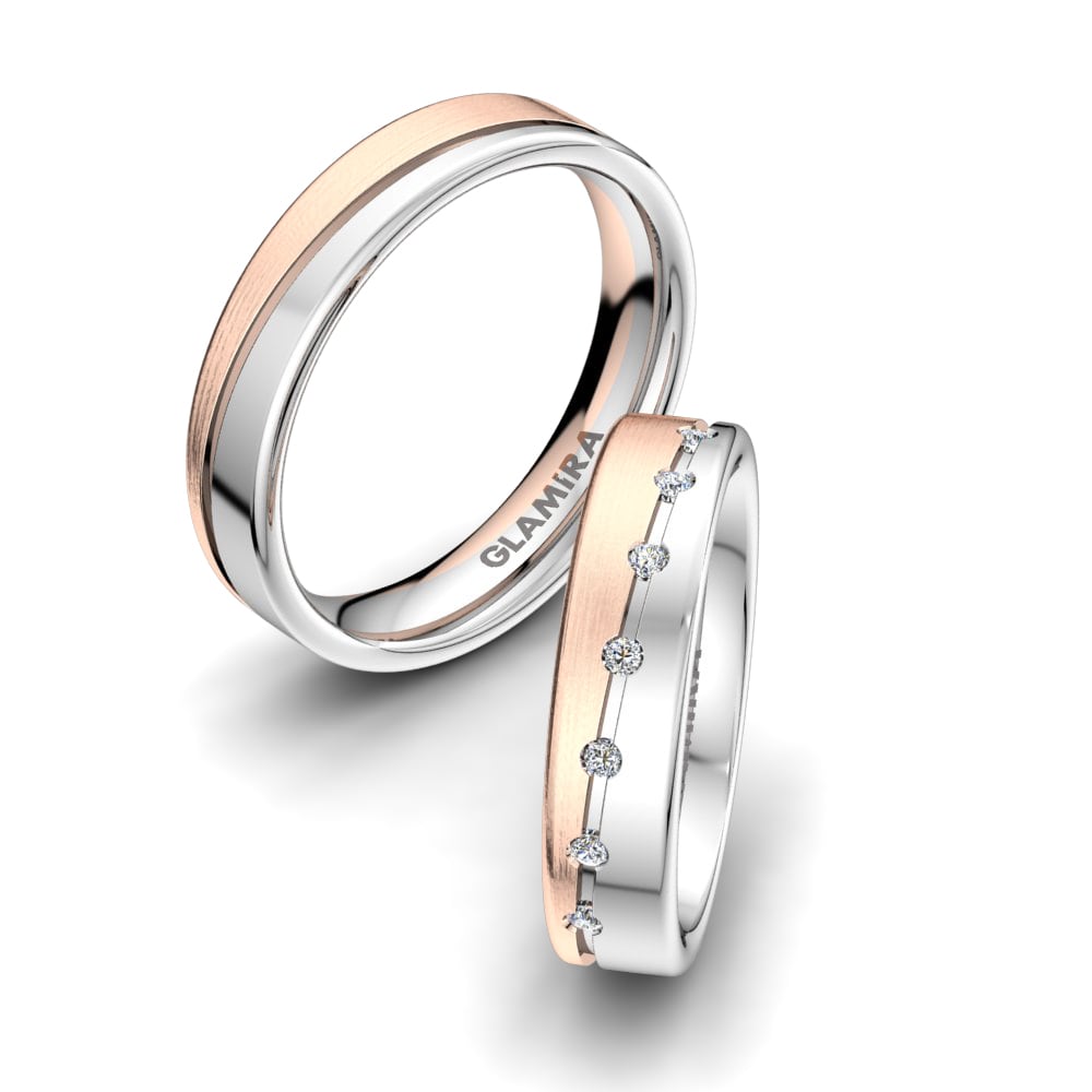 Or Rose& Blanc 18k Zircone Bague de Mariage Tempting Fantasy 5 mm