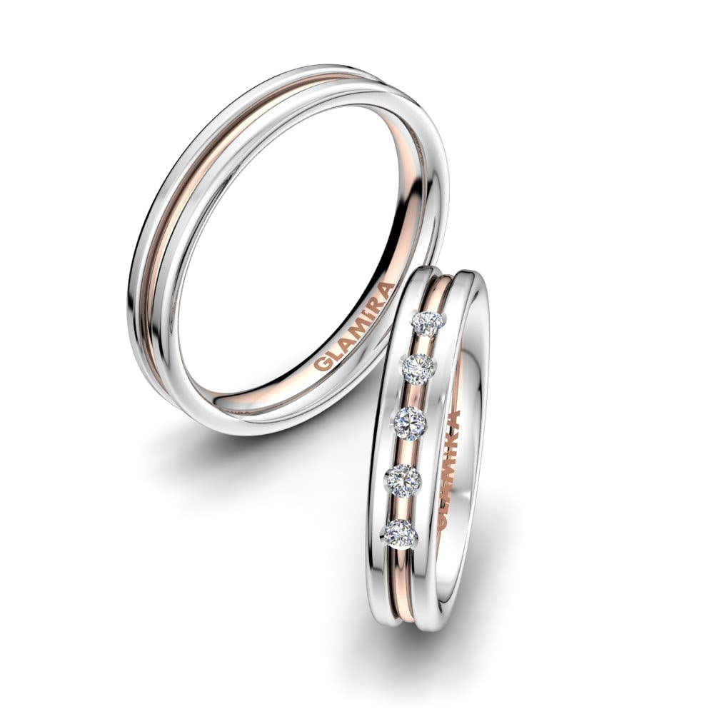 18K Wit & Rood Goud Trouwring White Ease 4 mm