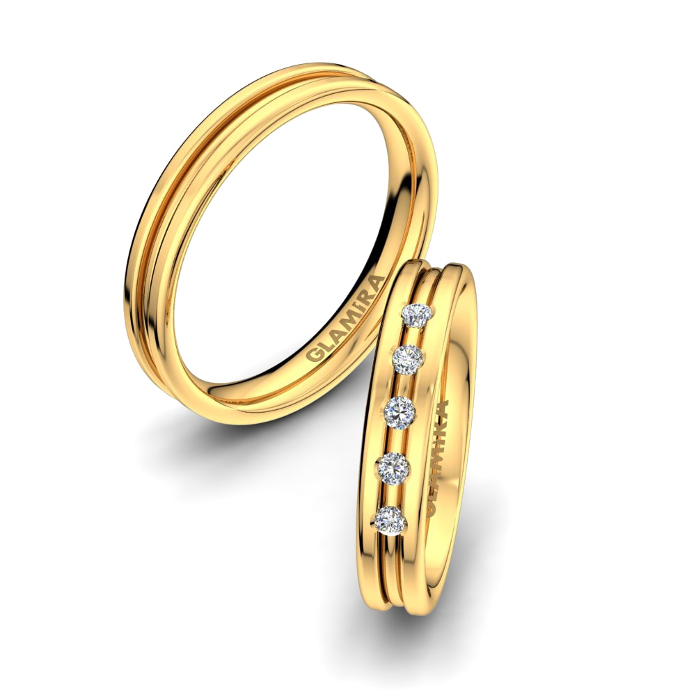 9k Yellow Gold Wedding Ring White Ease 4 mm