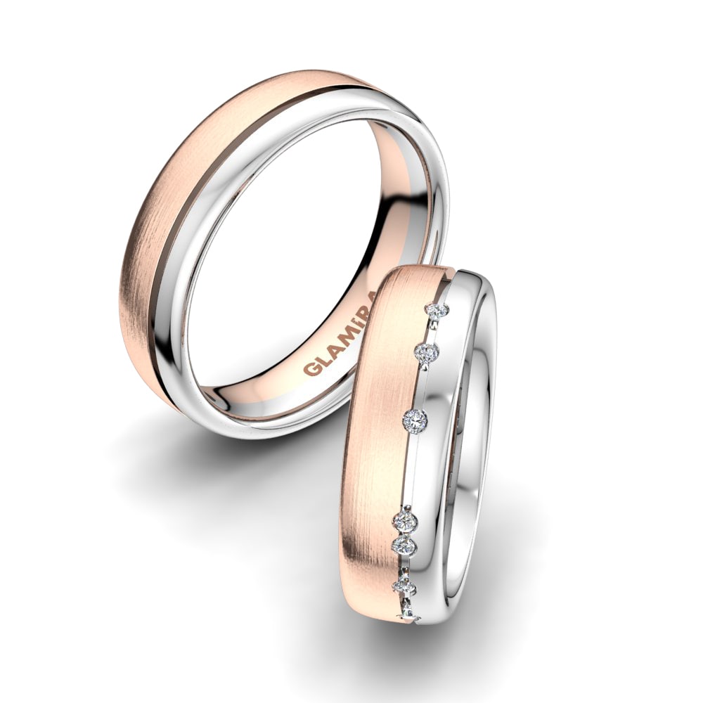 14k 紅白K金 化鋯 結婚戒指 White Fay 6 mm