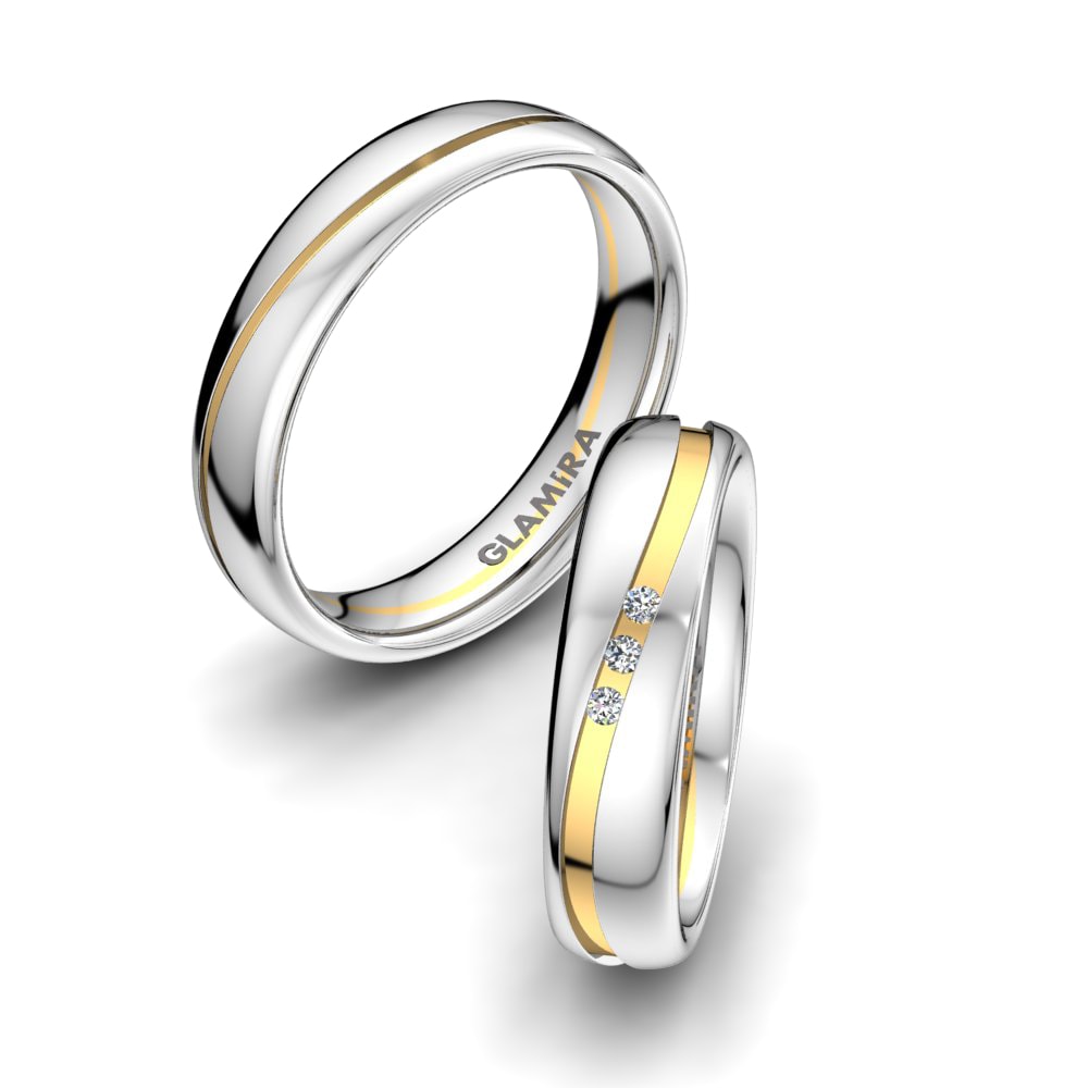 Anillo de boda Heavenly Sparkle 5 mm 18k Oro Blanco & Amarillo