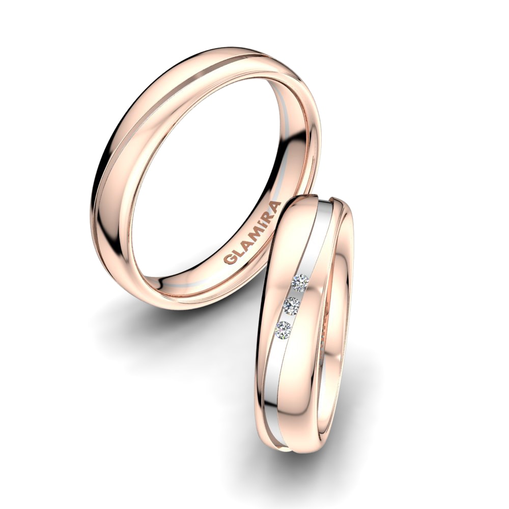 Or Rose& Blanc 18k Zircone Bague de Mariage Heavenly Sparkle 5 mm