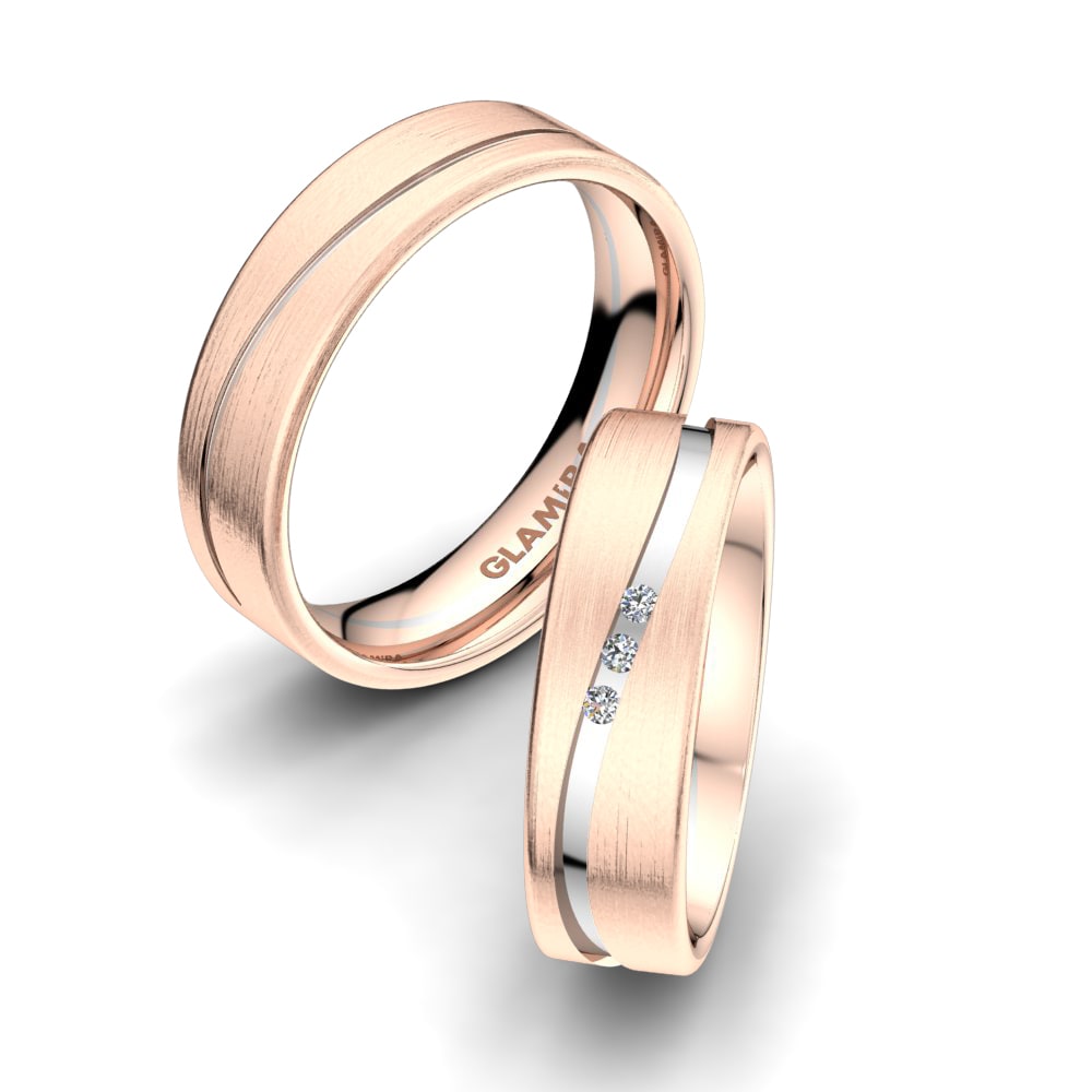 Or Rose& Blanc 18k Zircone Bague de Mariage Heavenly Sparkle 6mm