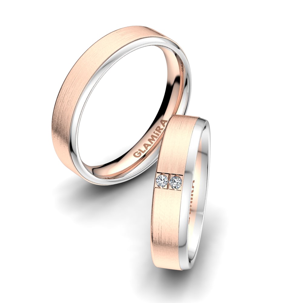Or Rose& Blanc 18k Zircone Bague de Mariage Immortal Light 5mm
