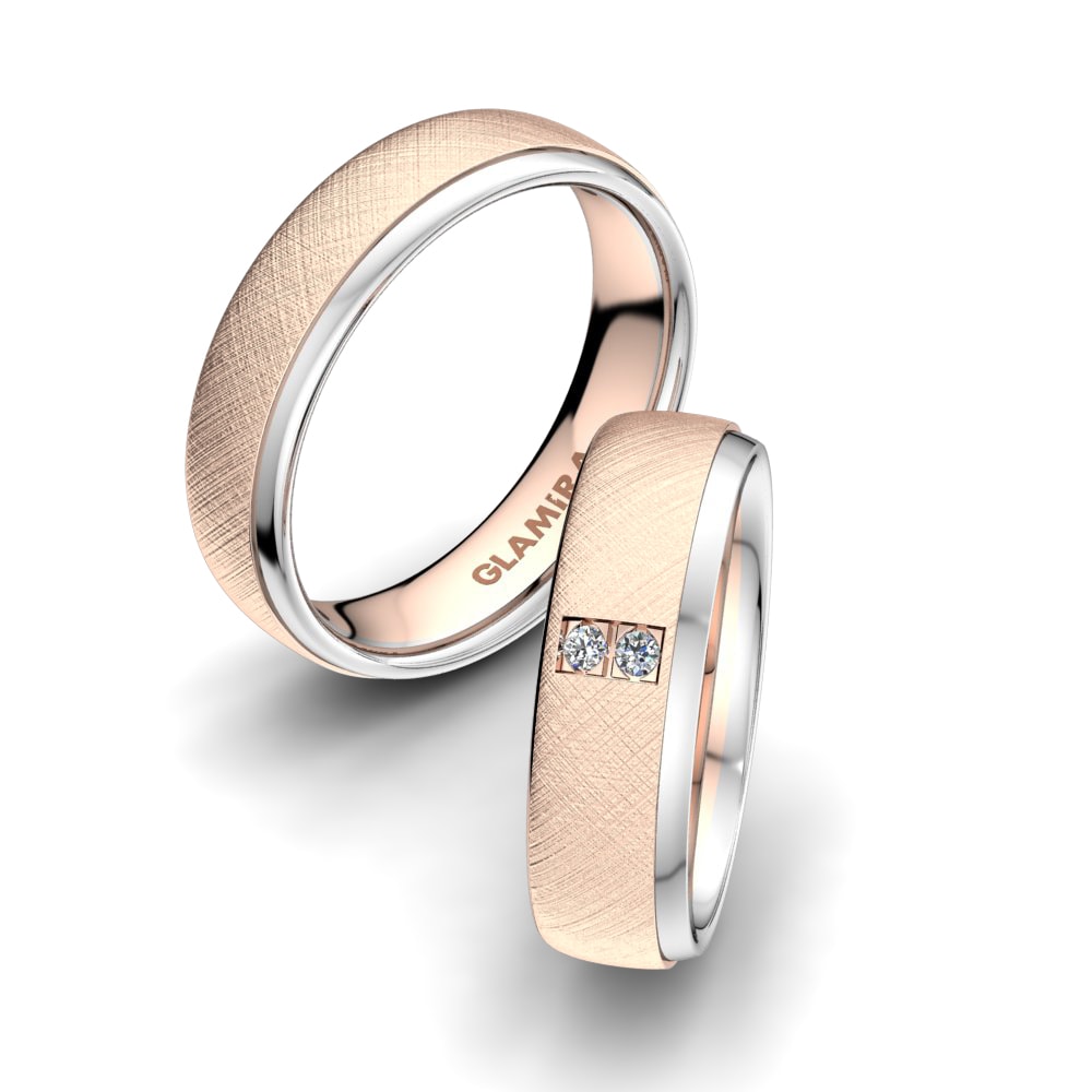 Or Rose& Blanc 18k Zircone Bague de Mariage Immortal Light 6mm
