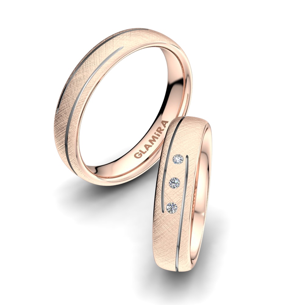 Or Rose& Blanc 18k Zircone Bague de Mariage Natural Flow 5mm