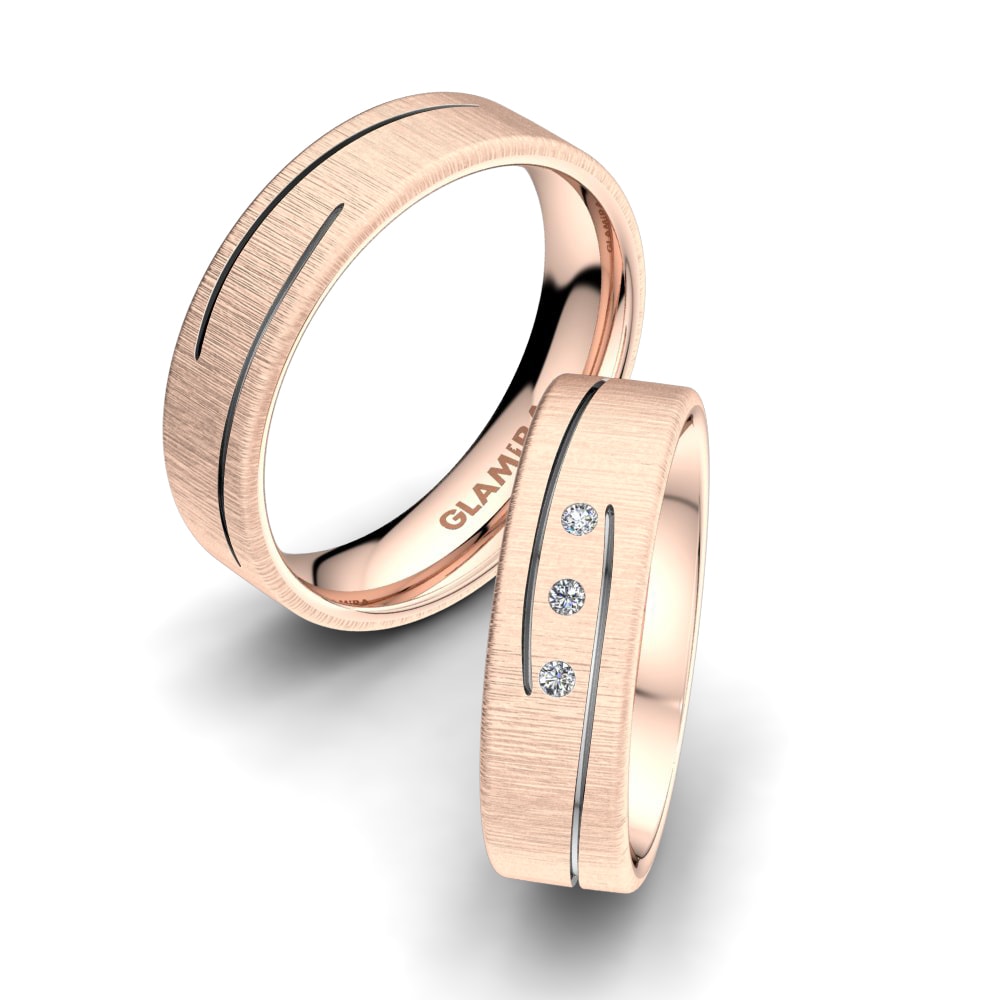 Or Rose& Blanc 18k Zircone Bague de Mariage Natural Flow 6mm
