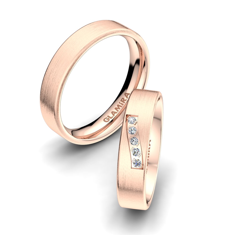 14k Oro Rosa Anillo de boda Pretty Shine 5mm