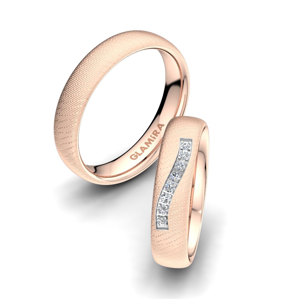 Or Rose& Blanc 18k Zircone Bague de Mariage Pretty Soul 5mm
