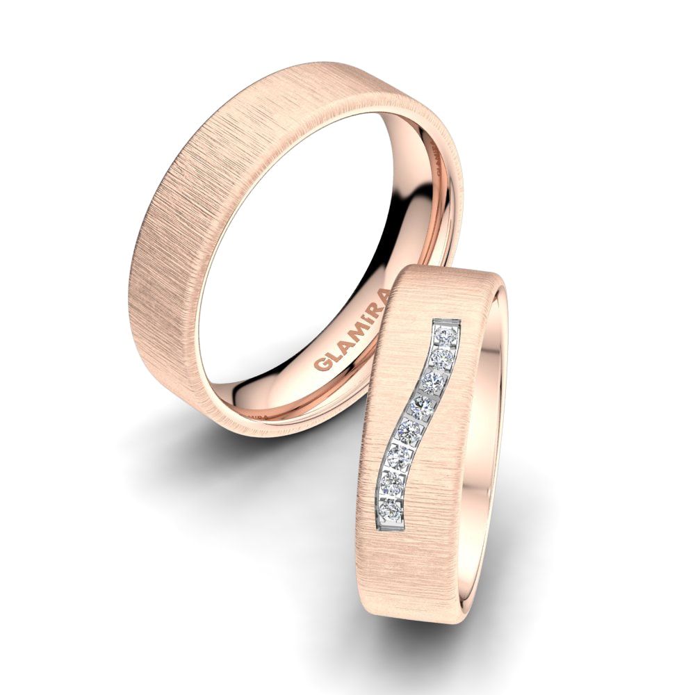 Or Rose& Blanc 18k Zircone Bague de Mariage Pretty Soul 6mm
