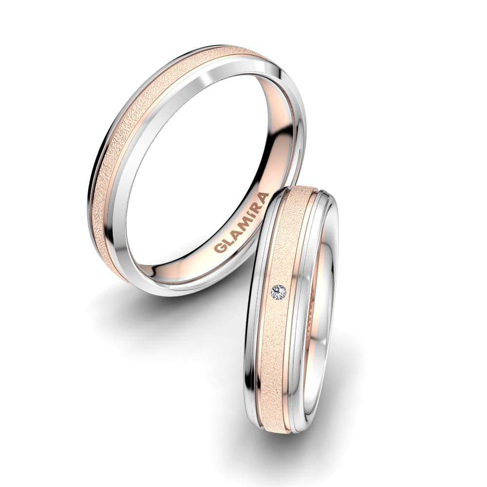Or Rose& Blanc 18k Zircone Bague de Mariage Pure Nice 5mm