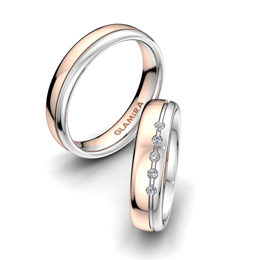Or Rose& Blanc 18k Zircone Bague de Mariage Immortal Spell 5mm