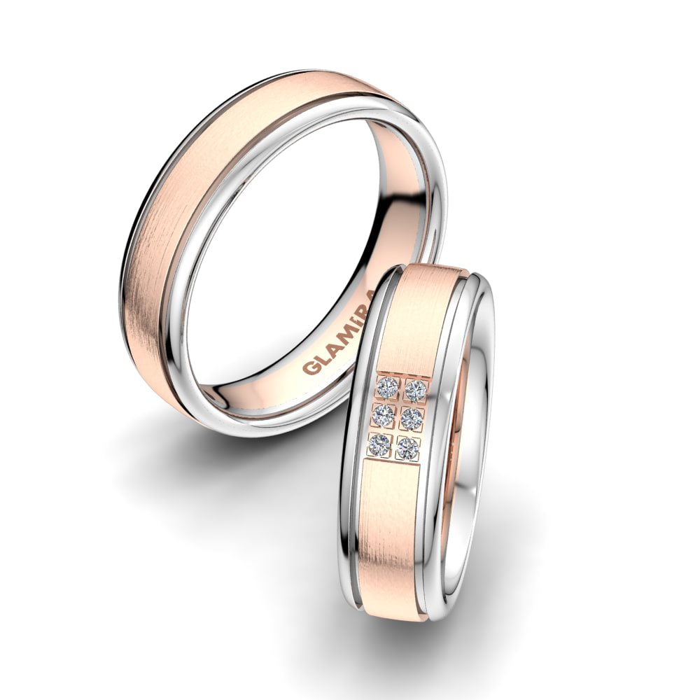Or Rose& Blanc 18k Zircone Bague de Mariage Immortal Passion 6mm