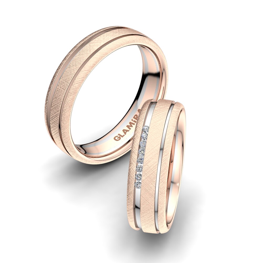 Or Rose& Blanc 18k Zircone Bague de Mariage Immortal Heart 6mm