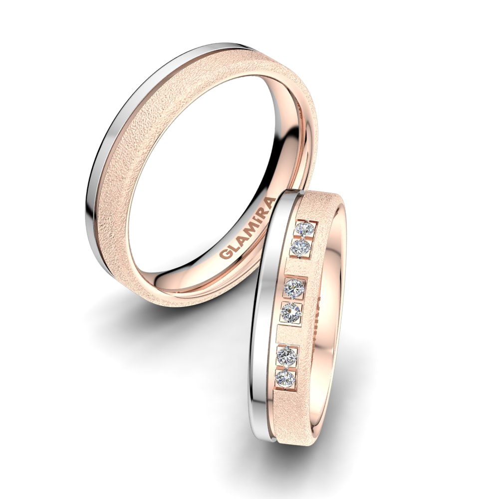 Or Rose& Blanc 18k Zircone Bague de Mariage Immortal Faith 5mm