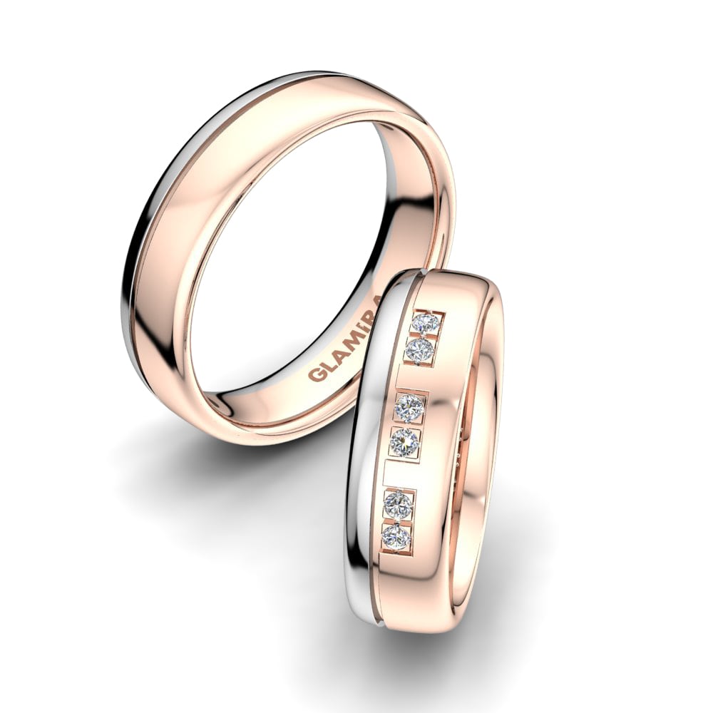 Or Rose& Blanc 18k Zircone Bague de Mariage Immortal Faith 6mm