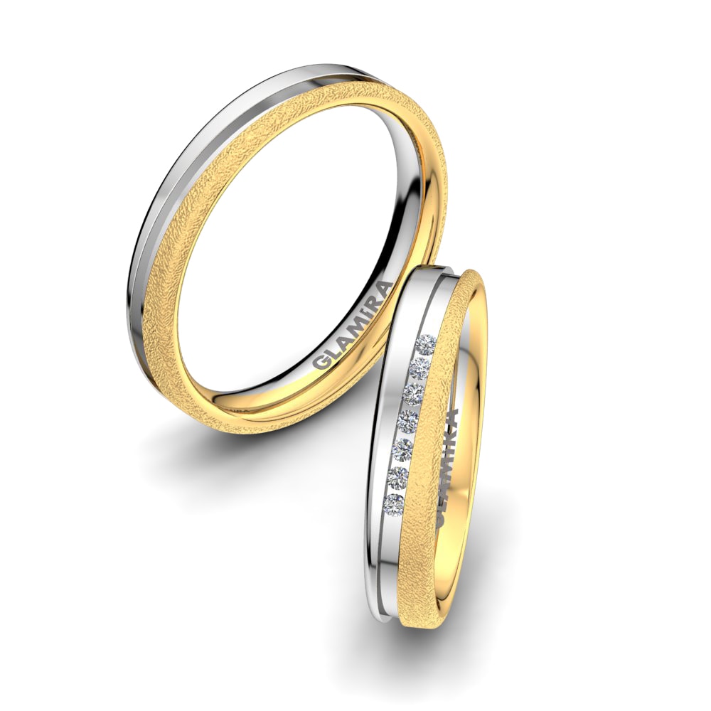 Anillo de boda Heavenly Tender 9k Oro Amarillo & Blanco