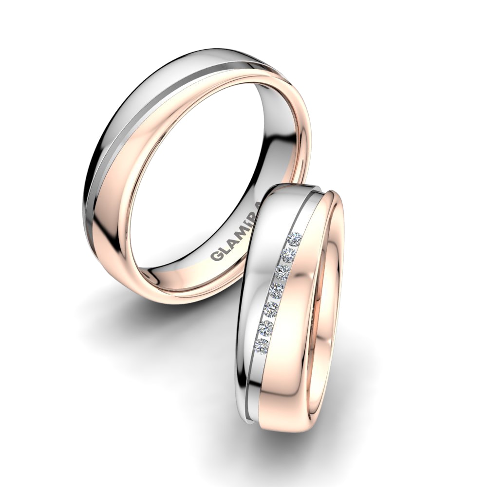 Or Rose& Blanc 18k Zircone Bague de Mariage Heavenly Tender 6mm