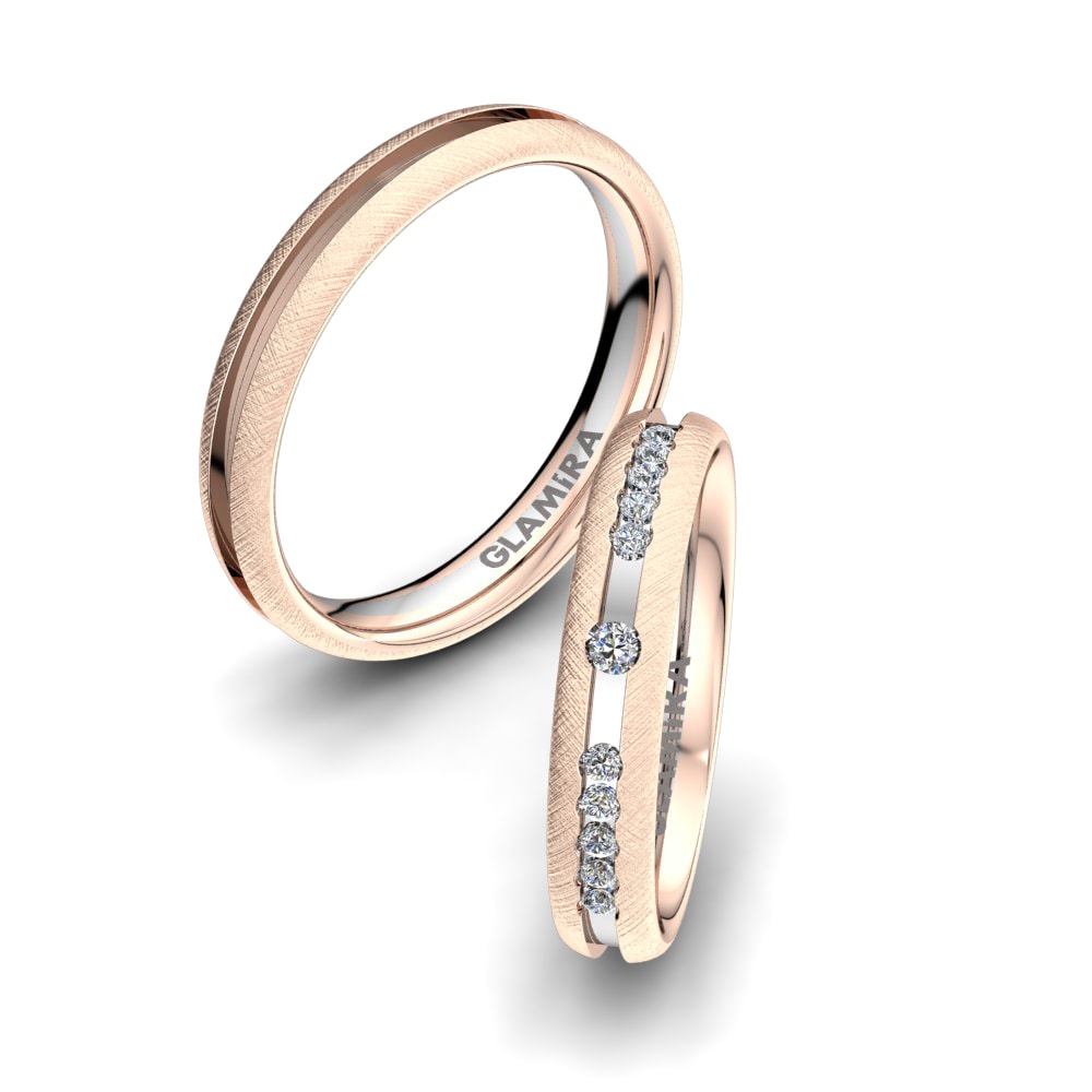 Or Rose& Blanc 18k Zircone Bague de Mariage Heavenly Dream