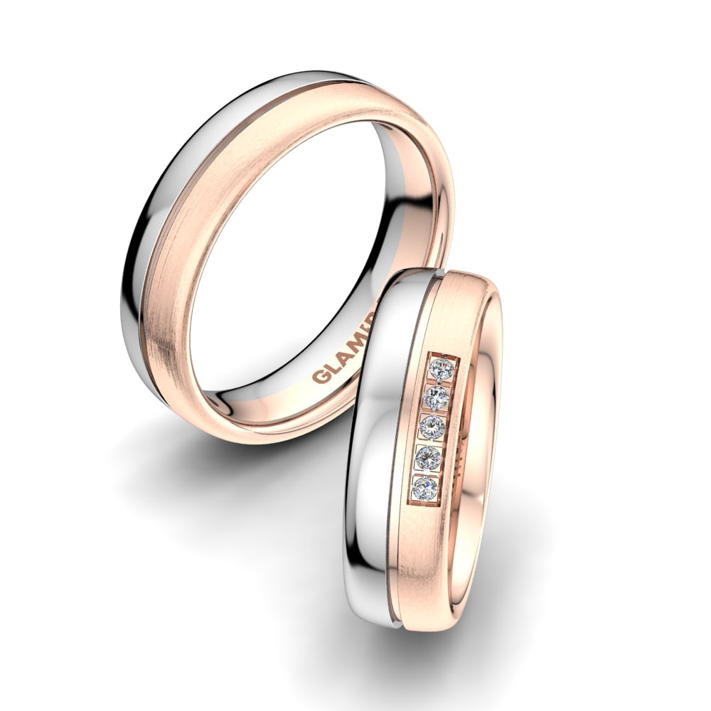 Or Rose& Blanc 18k Zircone Bague de Mariage Glorious Design 6mm