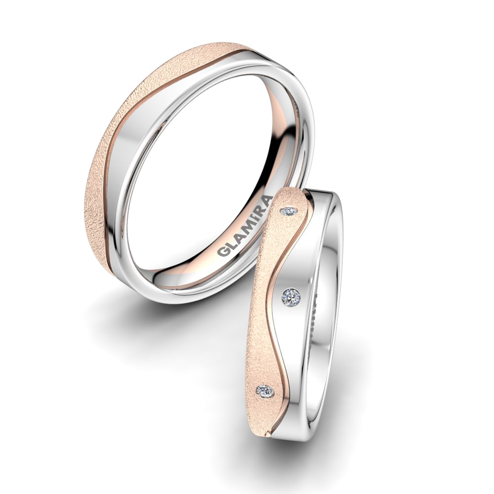 Or Rose& Blanc 18k Zircone Bague de Mariage Charming Summer 5mm