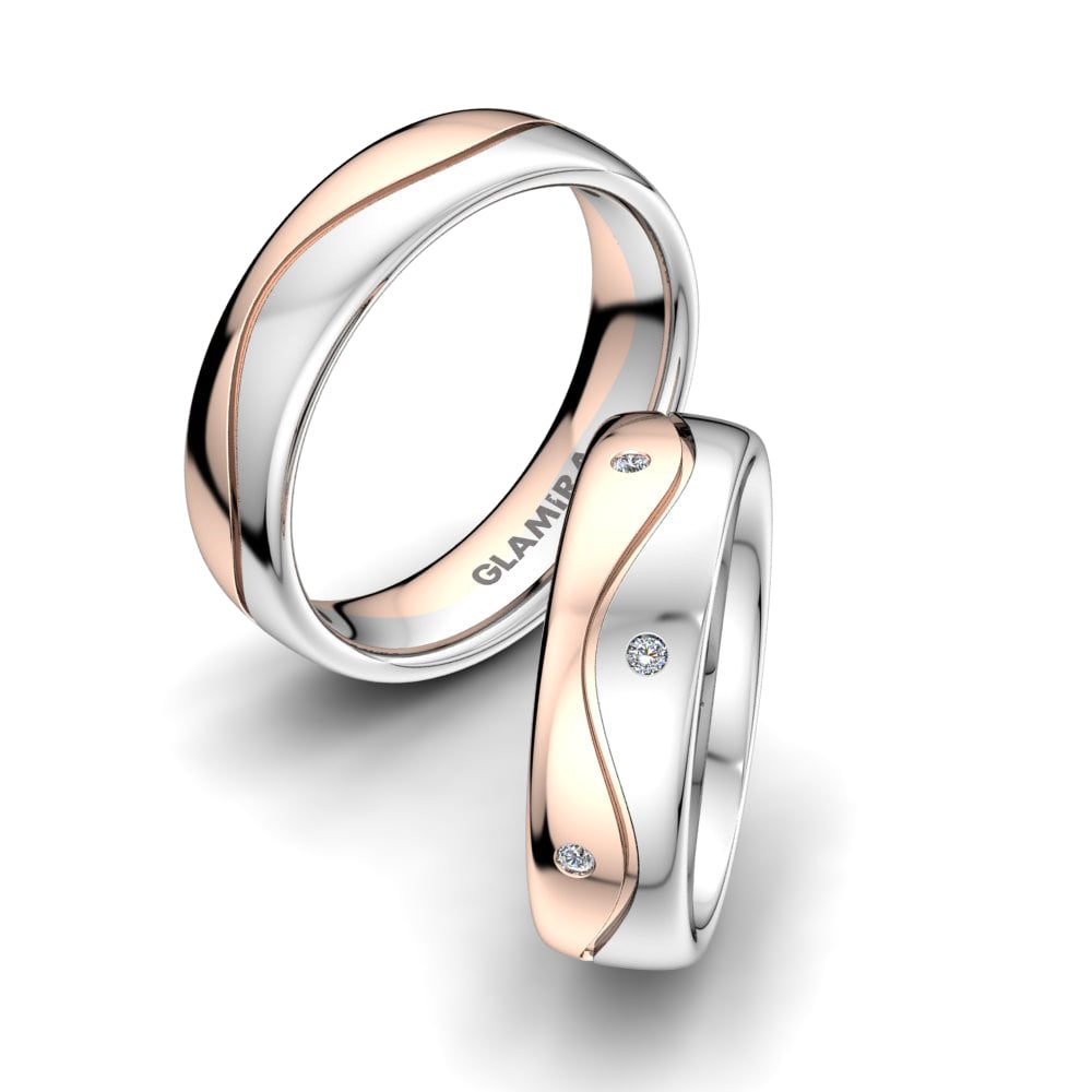 Or Rose& Blanc 18k Zircone Bague de Mariage Charming Summer 6mm