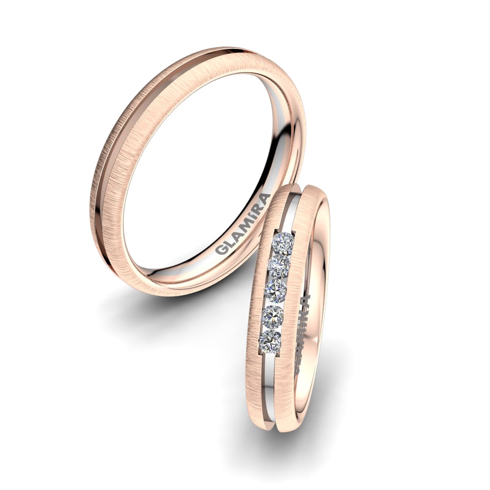 Or Rose& Blanc 18k Zircone Bague de Mariage Charming Shine