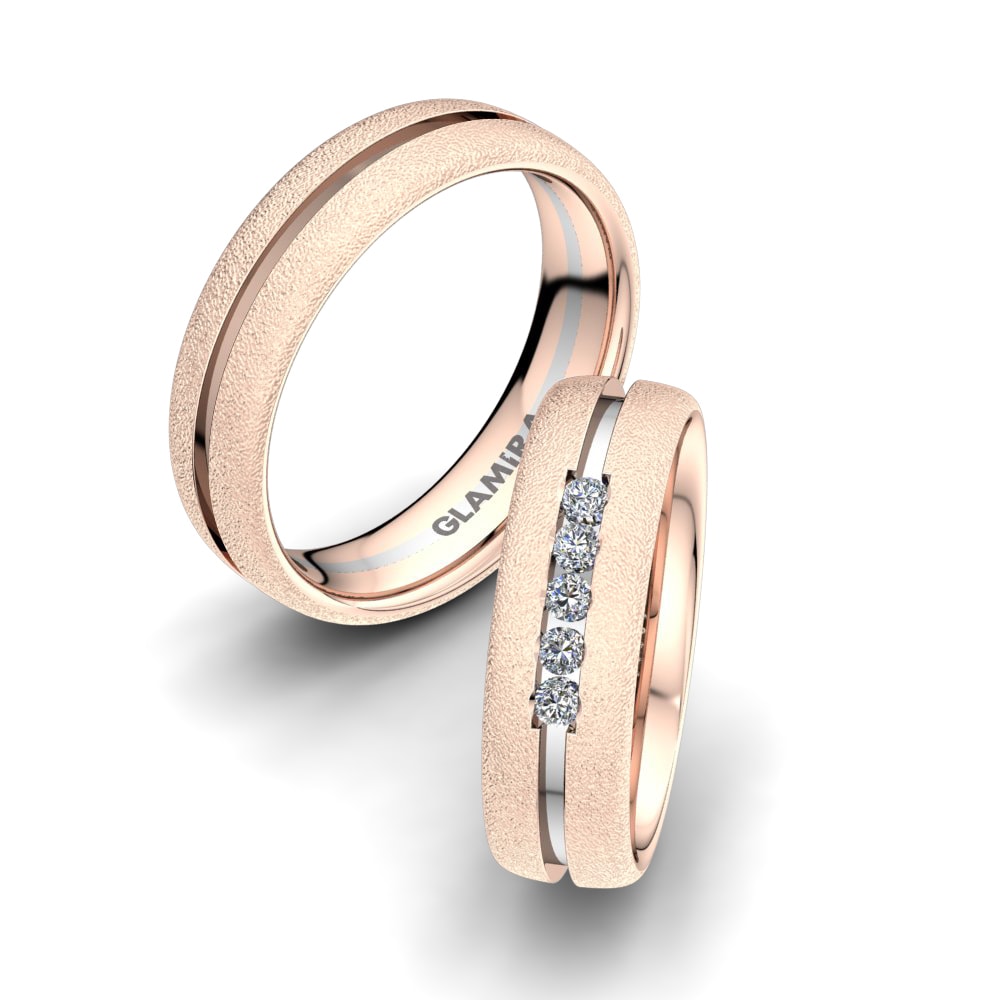 Or Rose& Blanc 18k Zircone Bague de Mariage Charming Shine 6mm