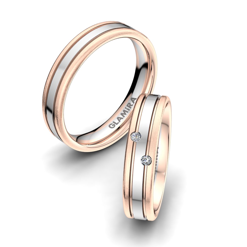 Or Rose& Blanc 18k Zircone Bague de Mariage Charming Fate 5mm