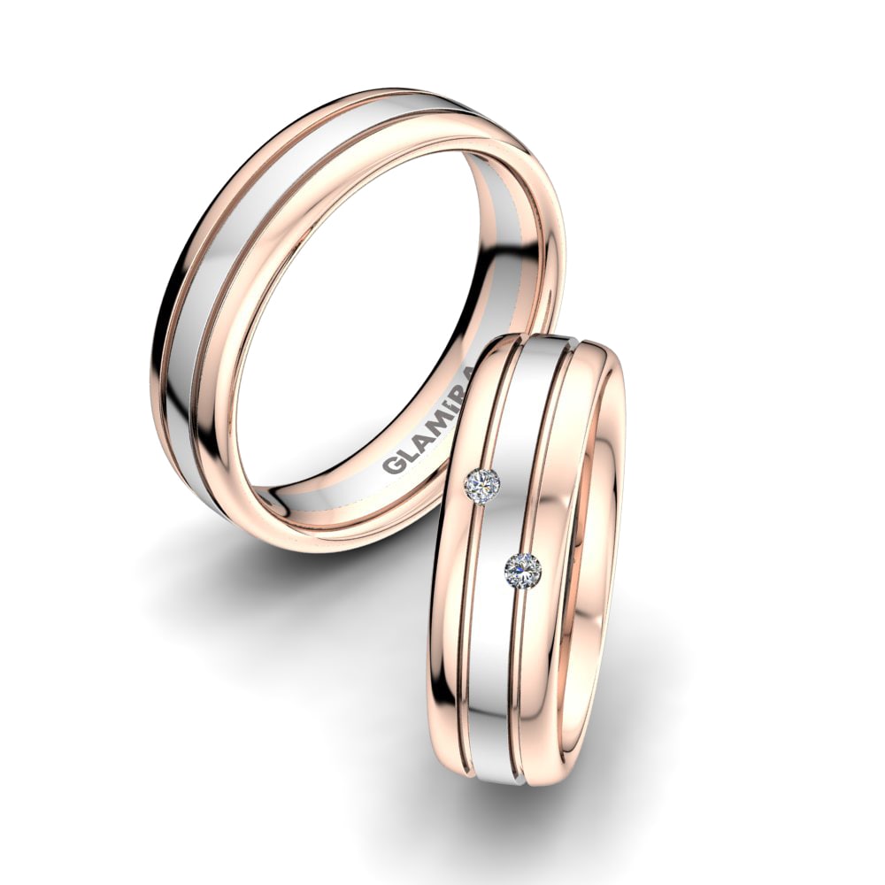 Or Rose& Blanc 18k Zircone Bague de Mariage Charming Fate 6mm
