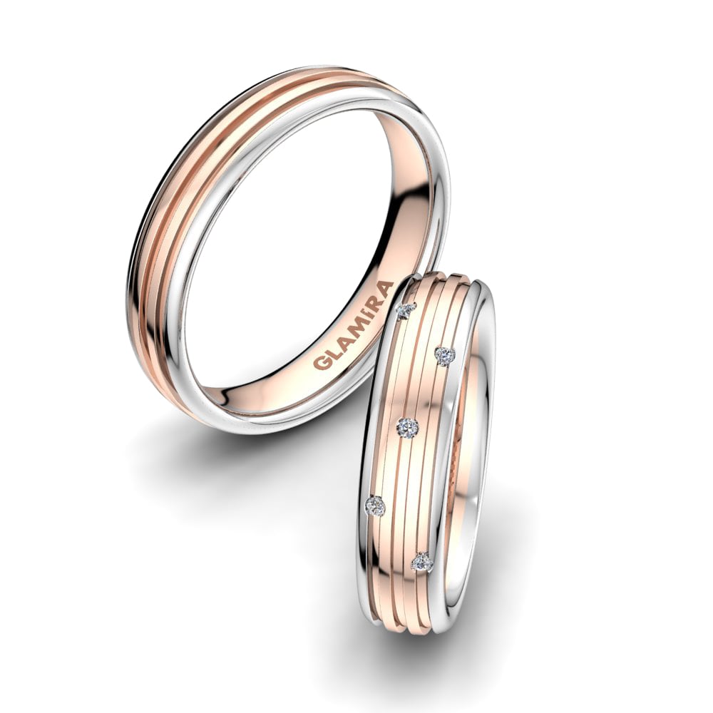 Or Rose& Blanc 18k Zircone Bague de Mariage Charming Beauty 5mm