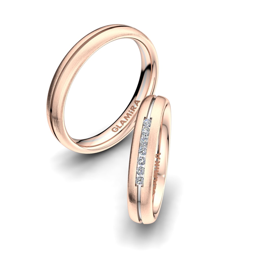 Or Rose& Blanc 18k Zircone Bague de Mariage Bright Summer