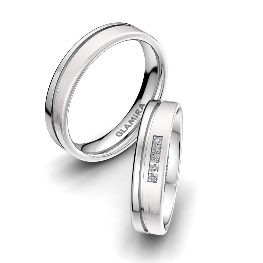 Argent Blanc Bague de Mariage Bright Luck 5mm
