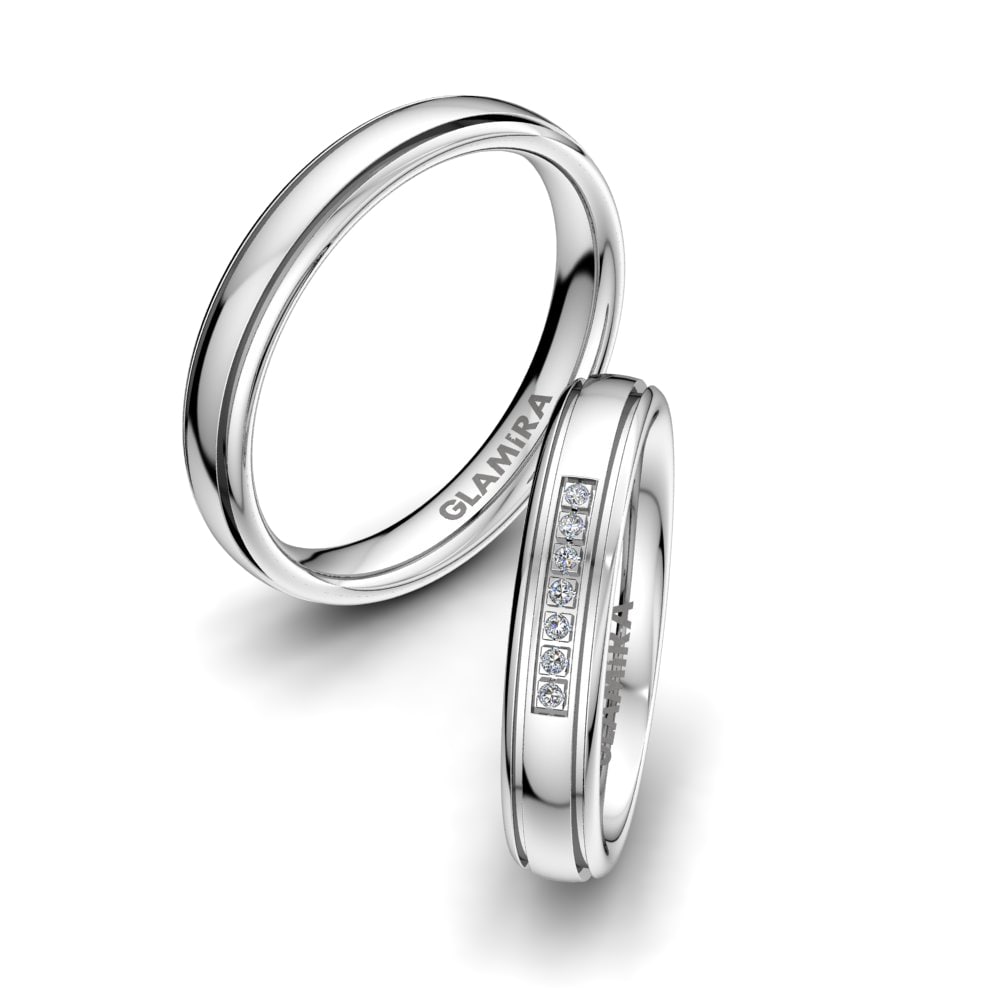 9k White Gold Wedding Ring Bright Harmony
