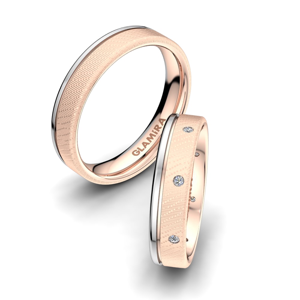 Or Rose& Blanc 18k Zircone Bague de Mariage Bright Flash 5mm