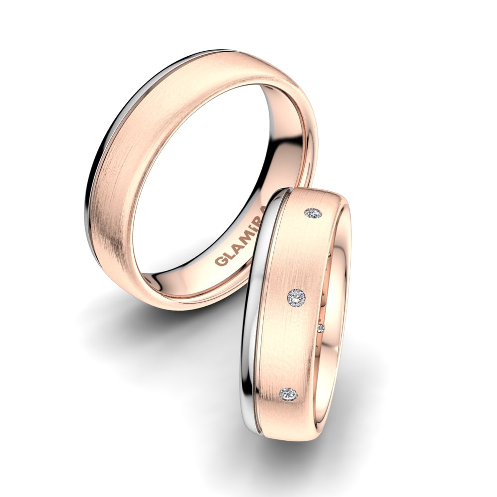 Or Rose& Blanc 18k Zircone Bague de Mariage Bright Flash 6mm