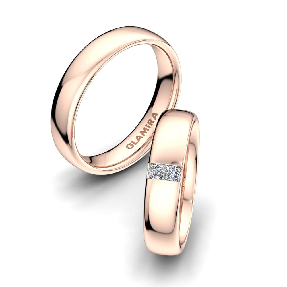 Or rose 14k Diamant Bague de Mariage Brilliant Note 5mm