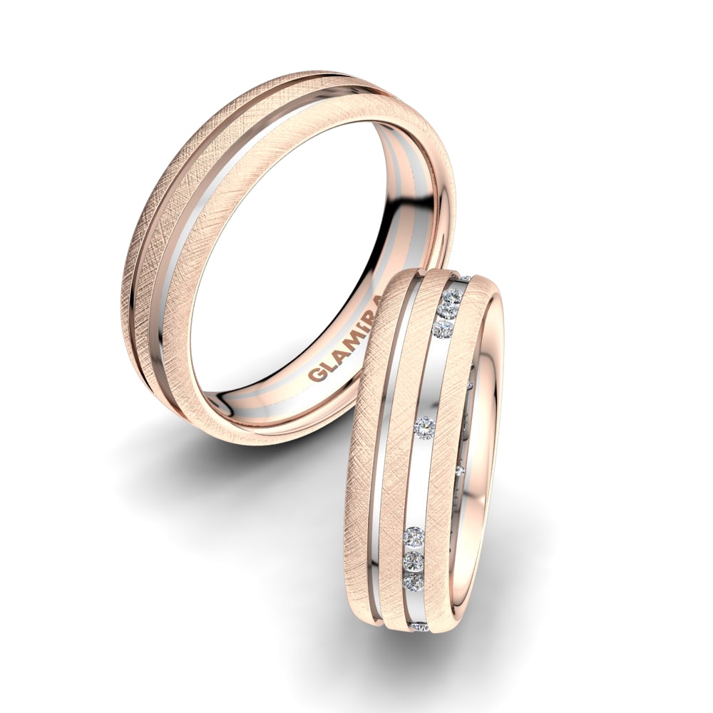 Or Rose& Blanc 18k Zircone Bague de Mariage Alluring Speech 6 mm