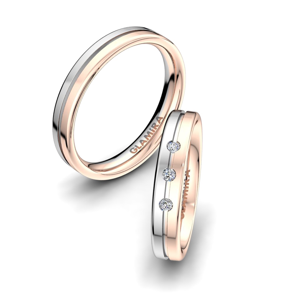 Or Rose& Blanc 18k Zircone Bague de Mariage Immortal Trust 4 mm