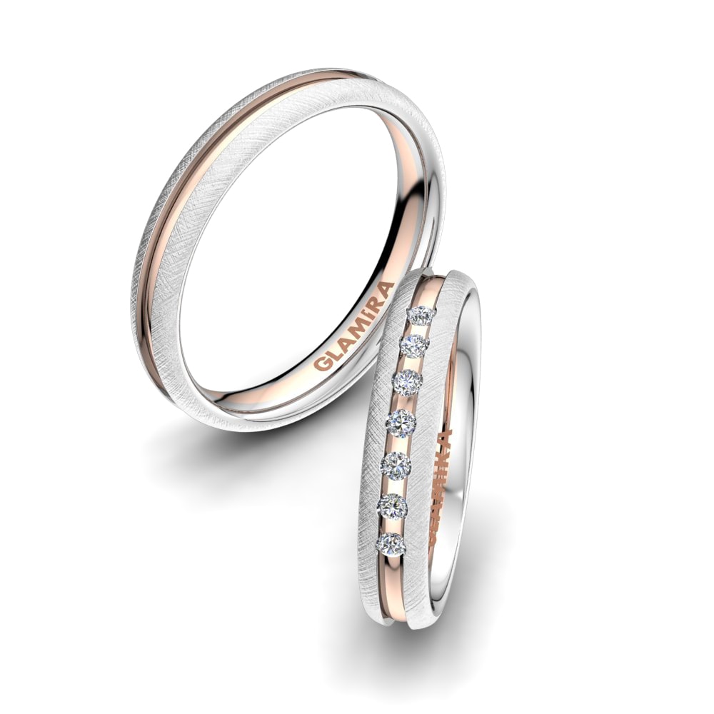 14k White & Rose Gold Wedding Ring Alluring Spring 4 mm