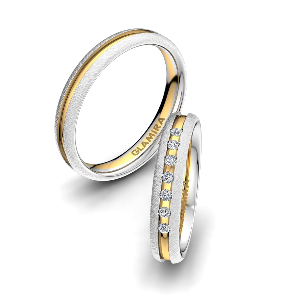 Anillo de boda Alluring Spring 4 mm 18k Oro Blanco & Amarillo