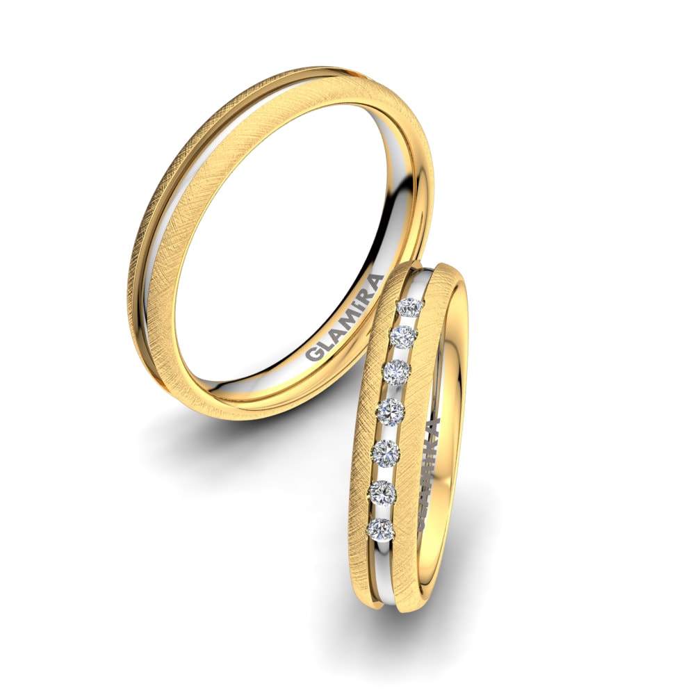 Anillo de boda Alluring Spring 4 mm 14k Oro Amarillo & Blanco