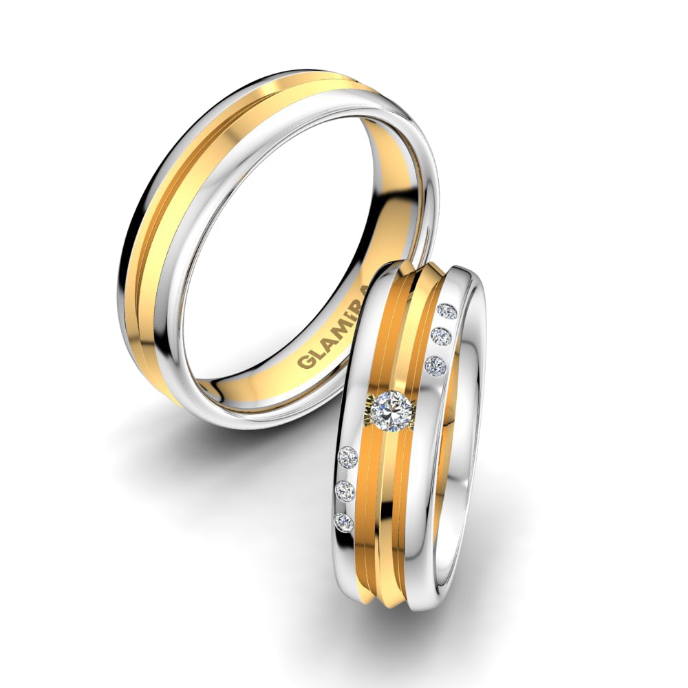 9K Wit & Geel Trouwring Alluring Gift 6 mm
