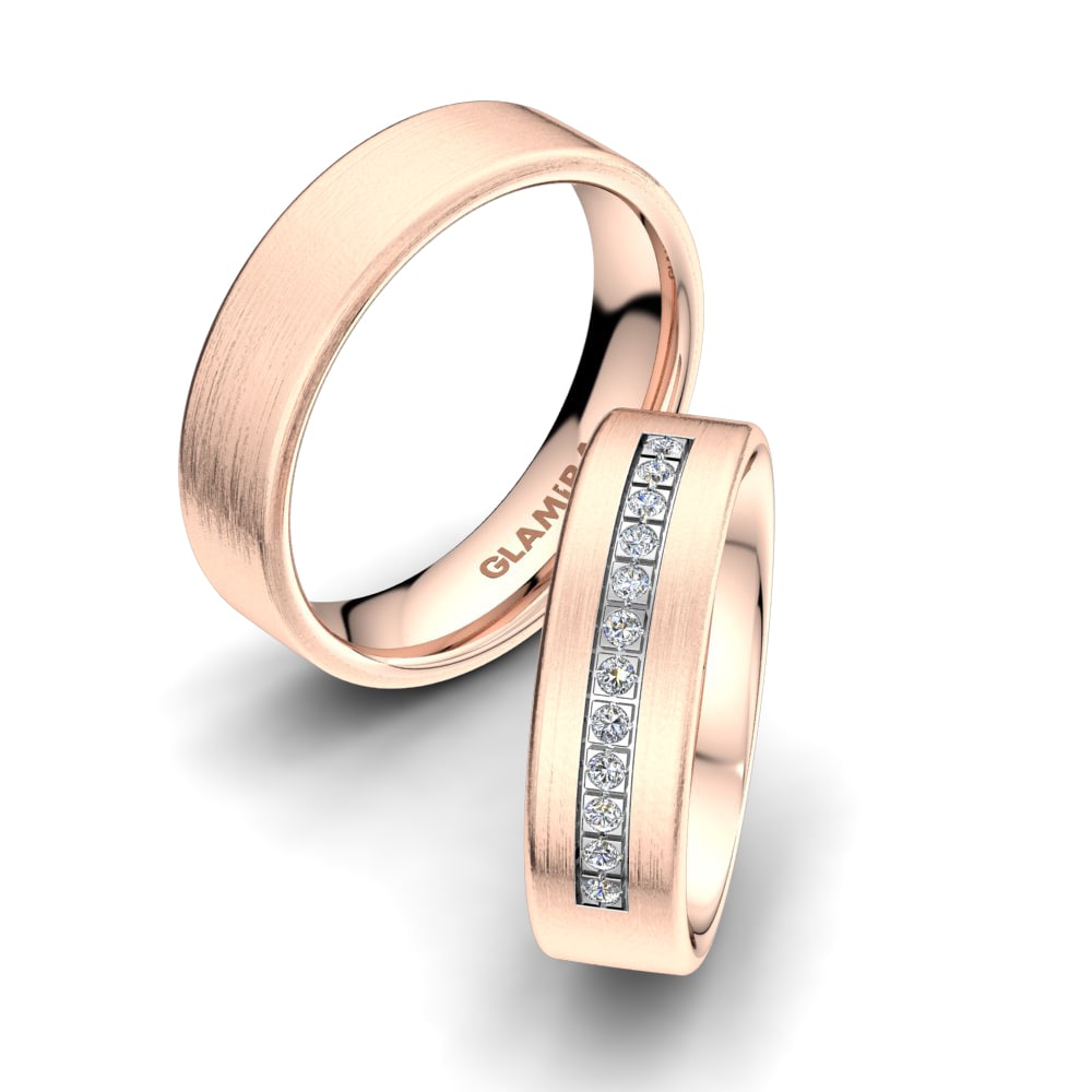 Or Rose& Blanc 18k Zircone Bague de Mariage Alluring Breath 6 mm