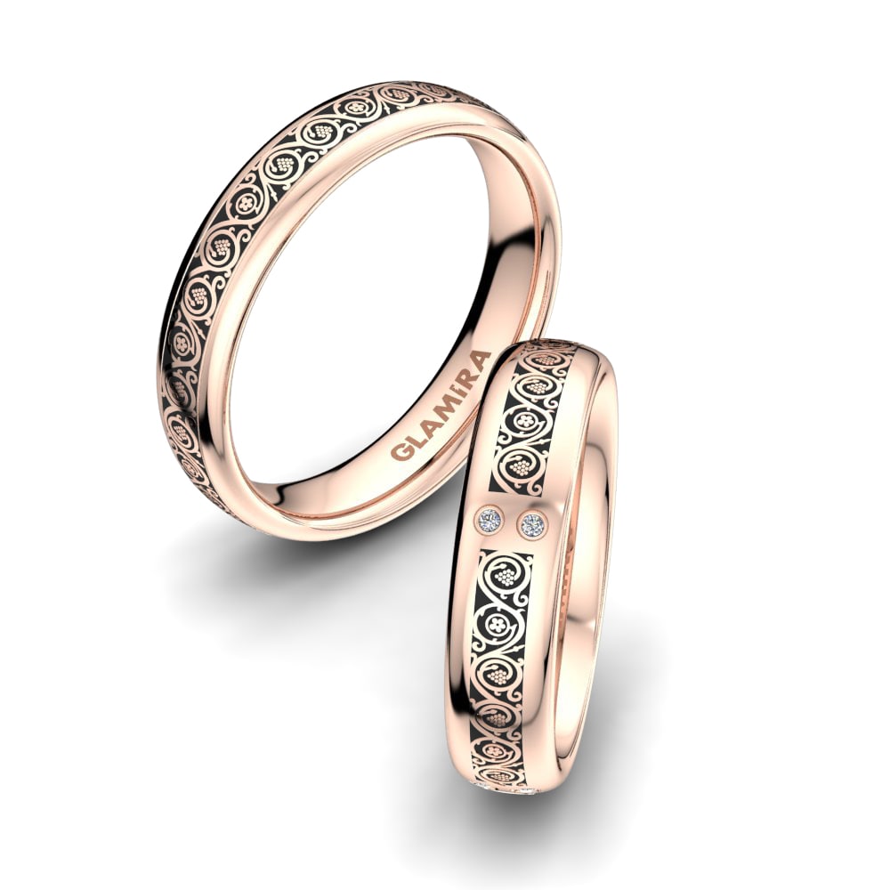Or rose 14k Diamant Bague de Mariage Ornate Life 5 mm