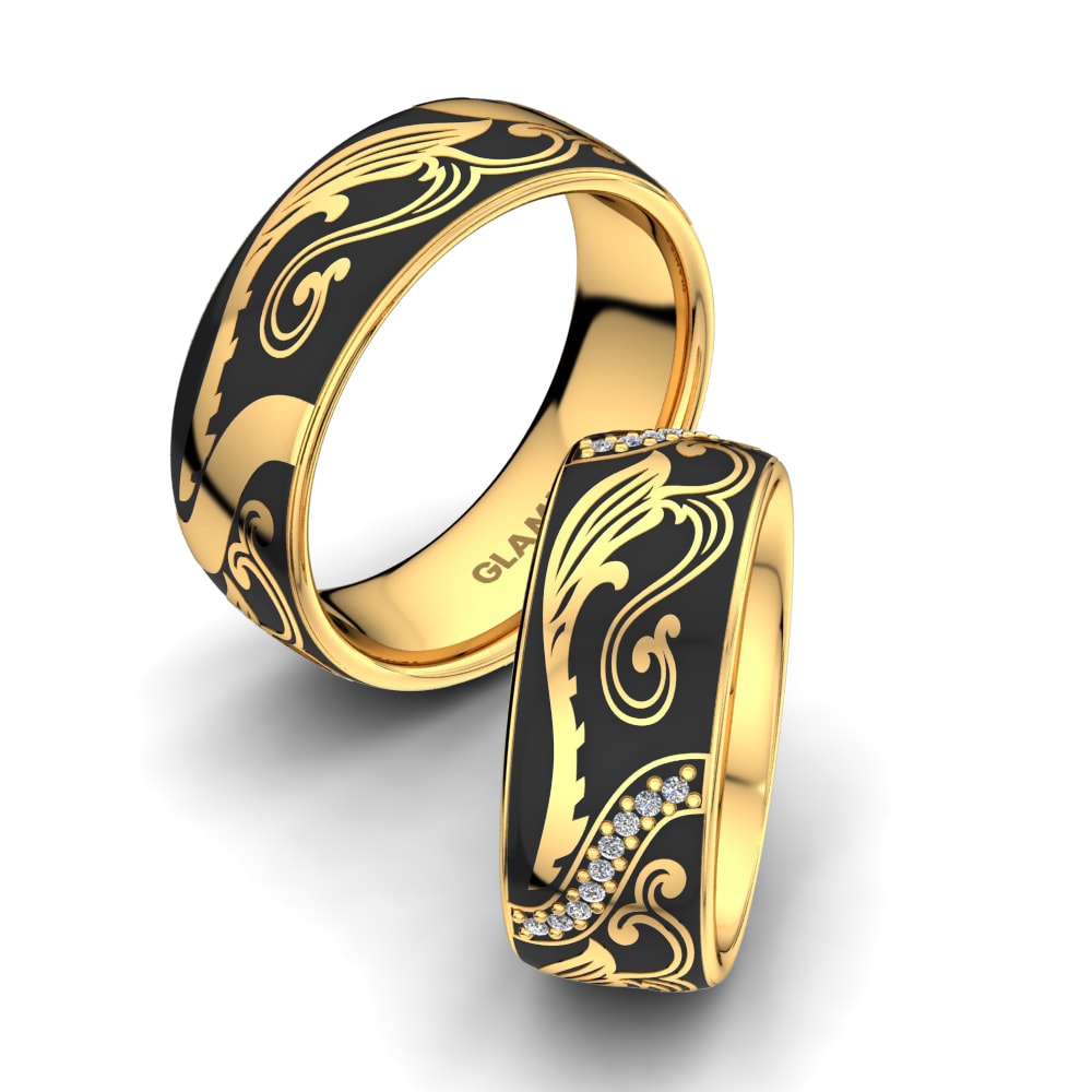 Vintage Wedding Rings Mystic Cycle 8 mm 585 Yellow Gold Diamond