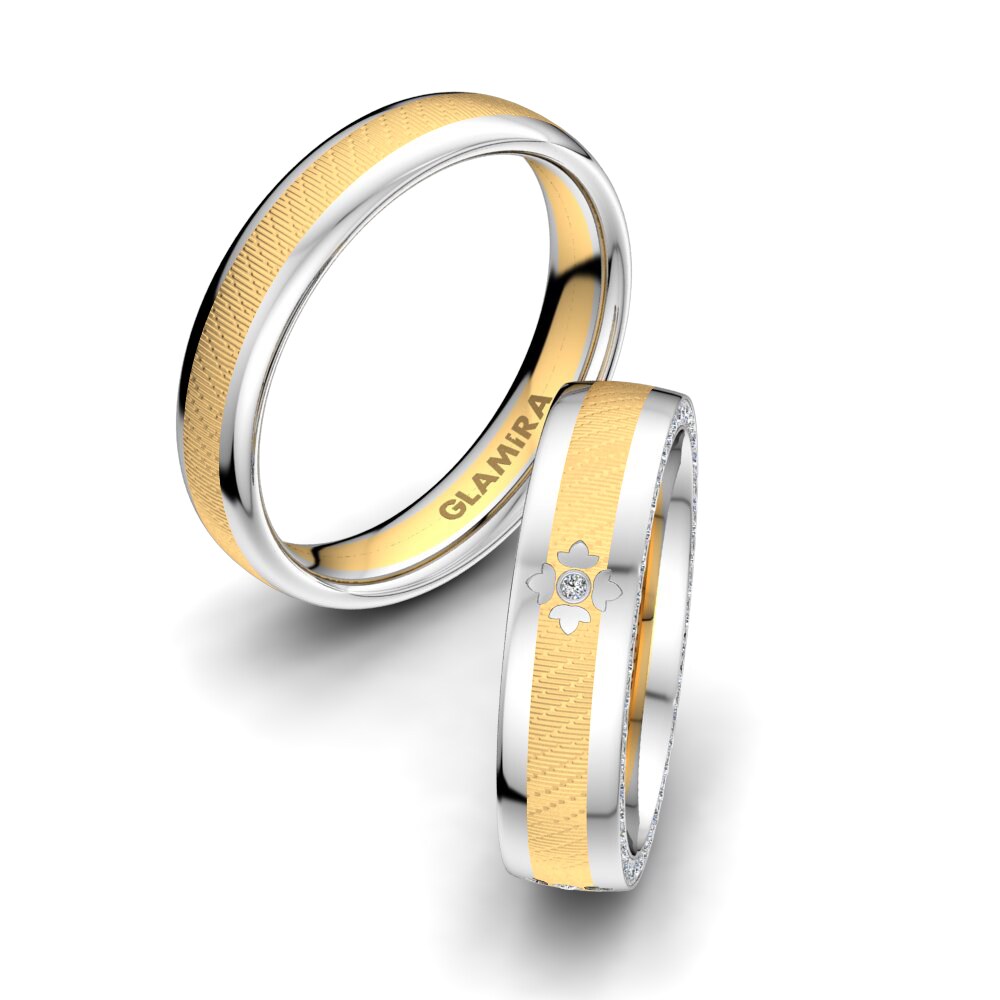 14k Yellow & White Gold Diamond Wedding Ring Amazing Line 5 mm