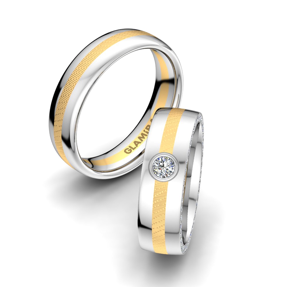 14k Yellow & White Gold Diamond Wedding Ring Brilliant Dream 6 mm